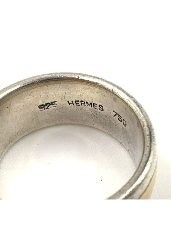 Hermes H logo ring silver YG Au750 Ag925 7.97g size 47 size Hermes